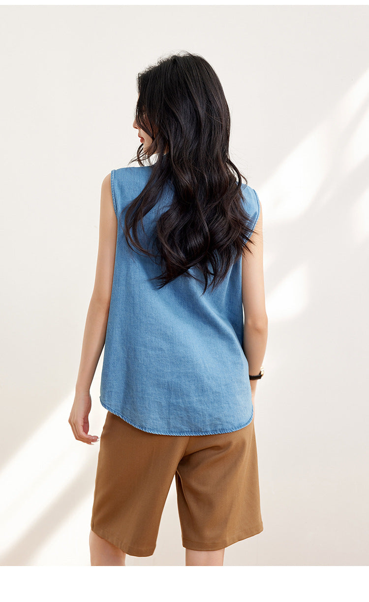 【tops】ノースリーブデニムブラウスG21951