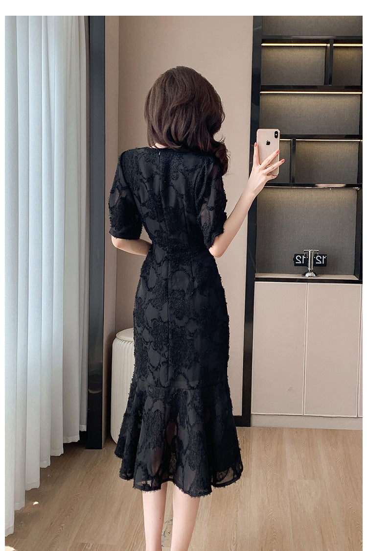 【dress】VネックパフスリーブマーメイドデートワンピースG21832