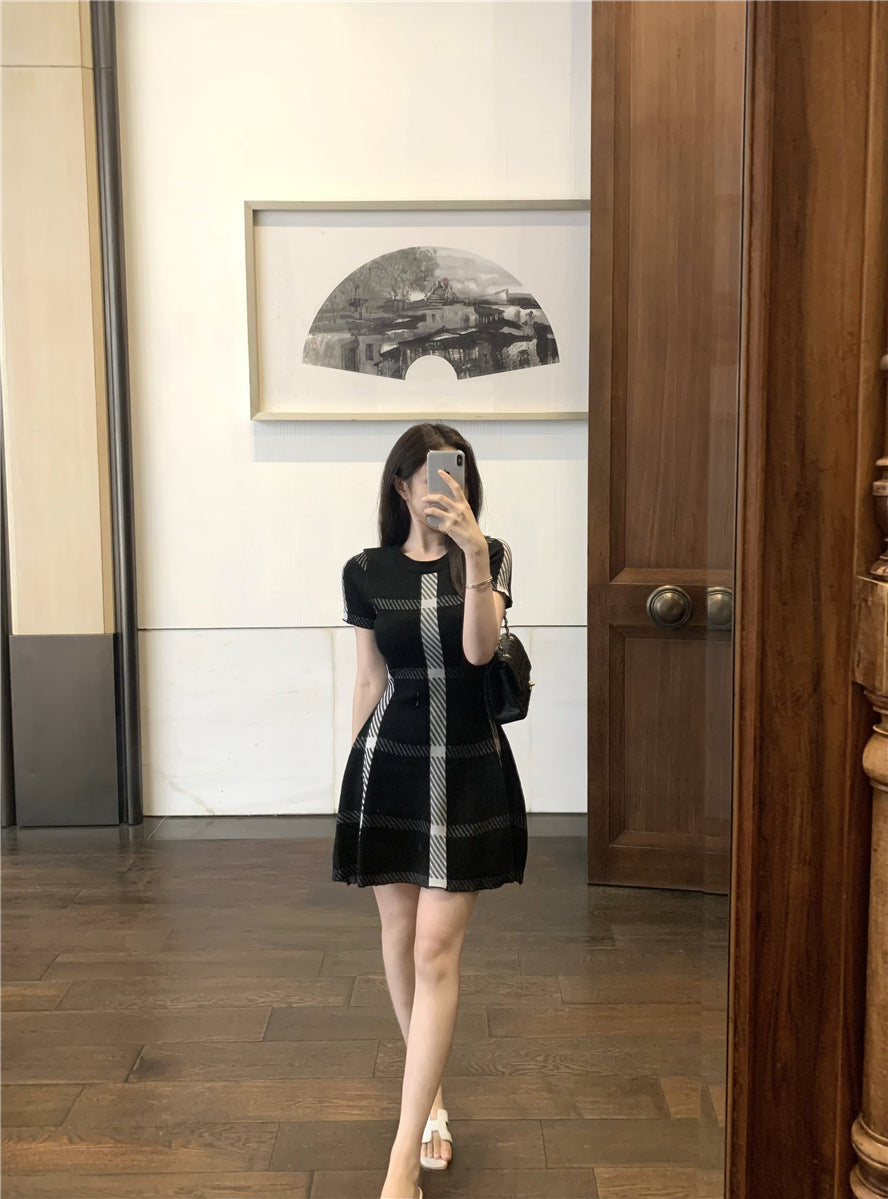 【dress】チェック柄ニットワンピースG21664
