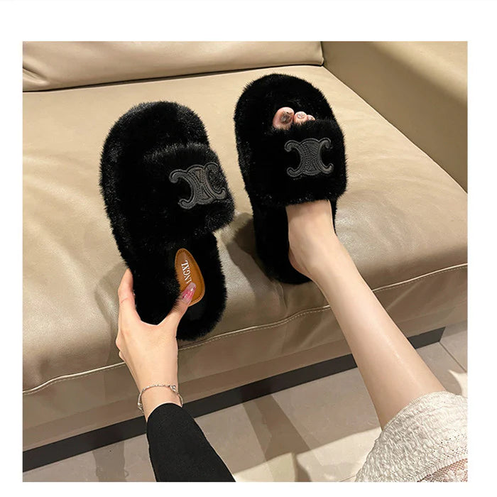 【shoes】3色ファースリッパF8046