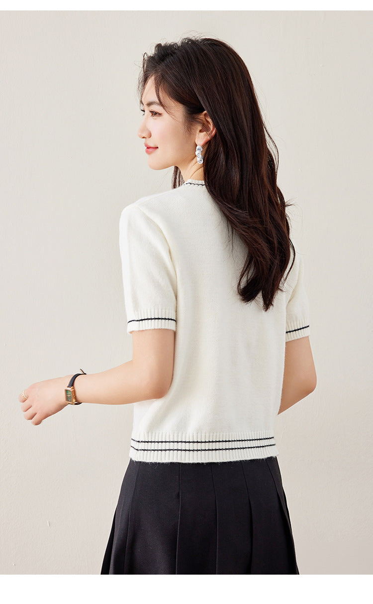 【tops】リボンニットTシャツG21952