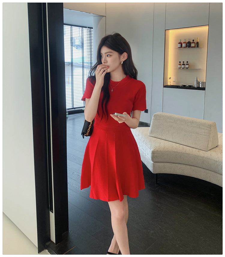 【dress】フランス風AラインニットワンピースG21831