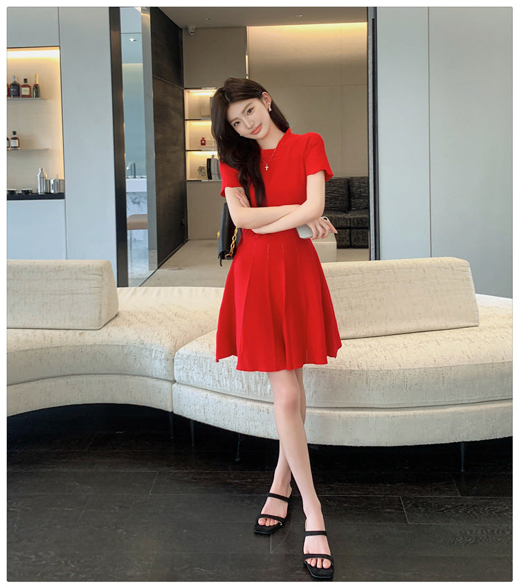 【dress】フランス風AラインニットワンピースG21831