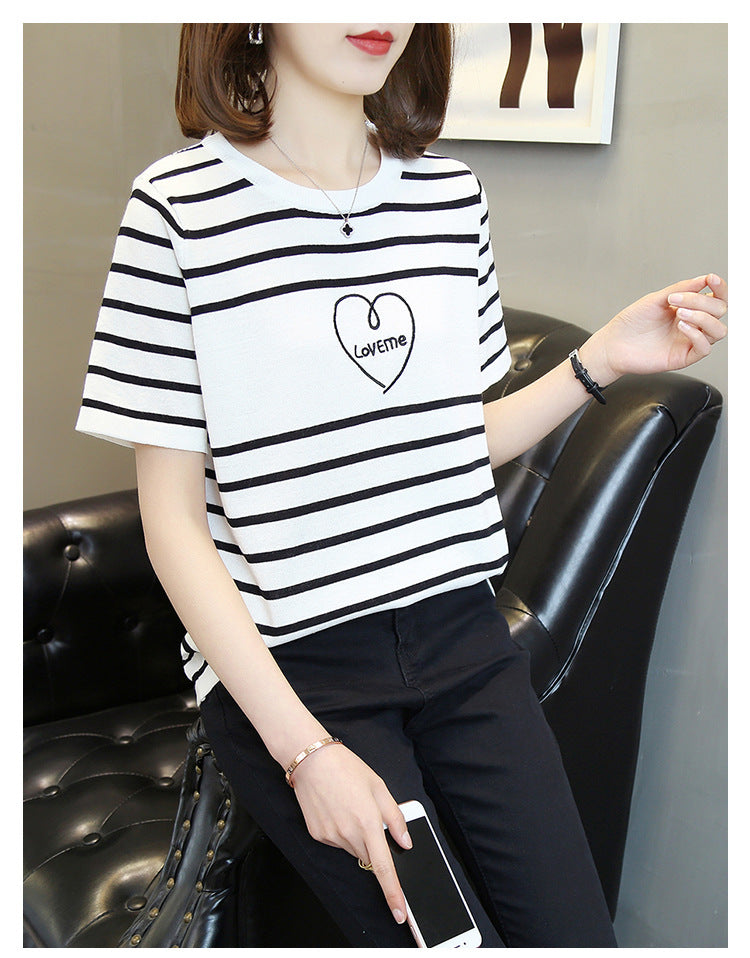 【tops】ラウンドネックニットTシャツG22399