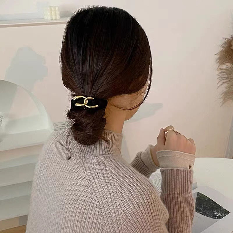 【小物】英字柄シュシュヘアゴムF7602