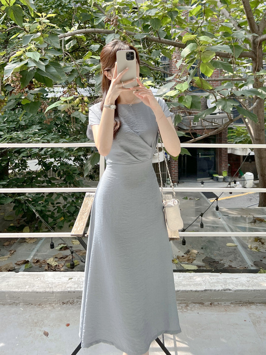 【dress】ラウンドネックギャザーデートワンピースG21971