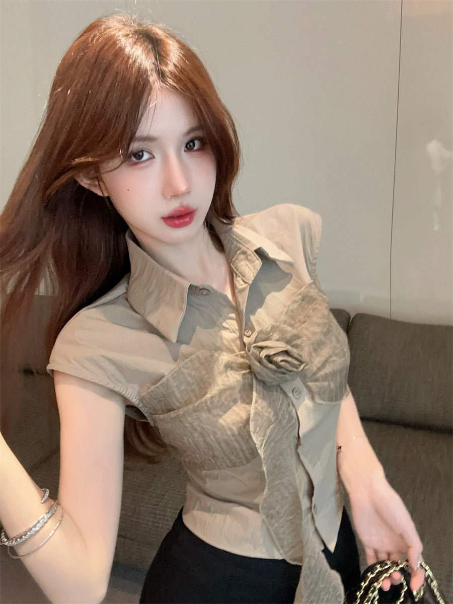 【tops】POLOネックノースリーブブラウスG22289
