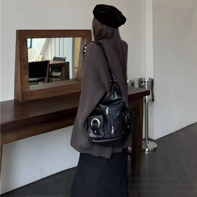 【outer】ラウンドネックニットカーディガンF8050