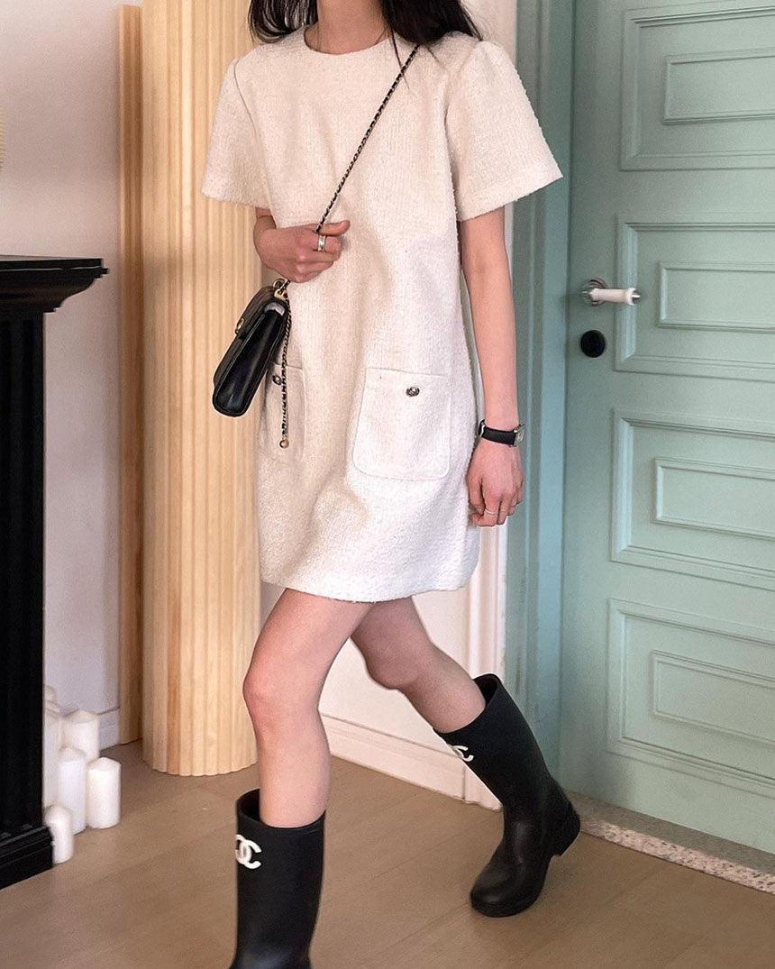 【dress】長袖ギャザーシャツワンピースF7907