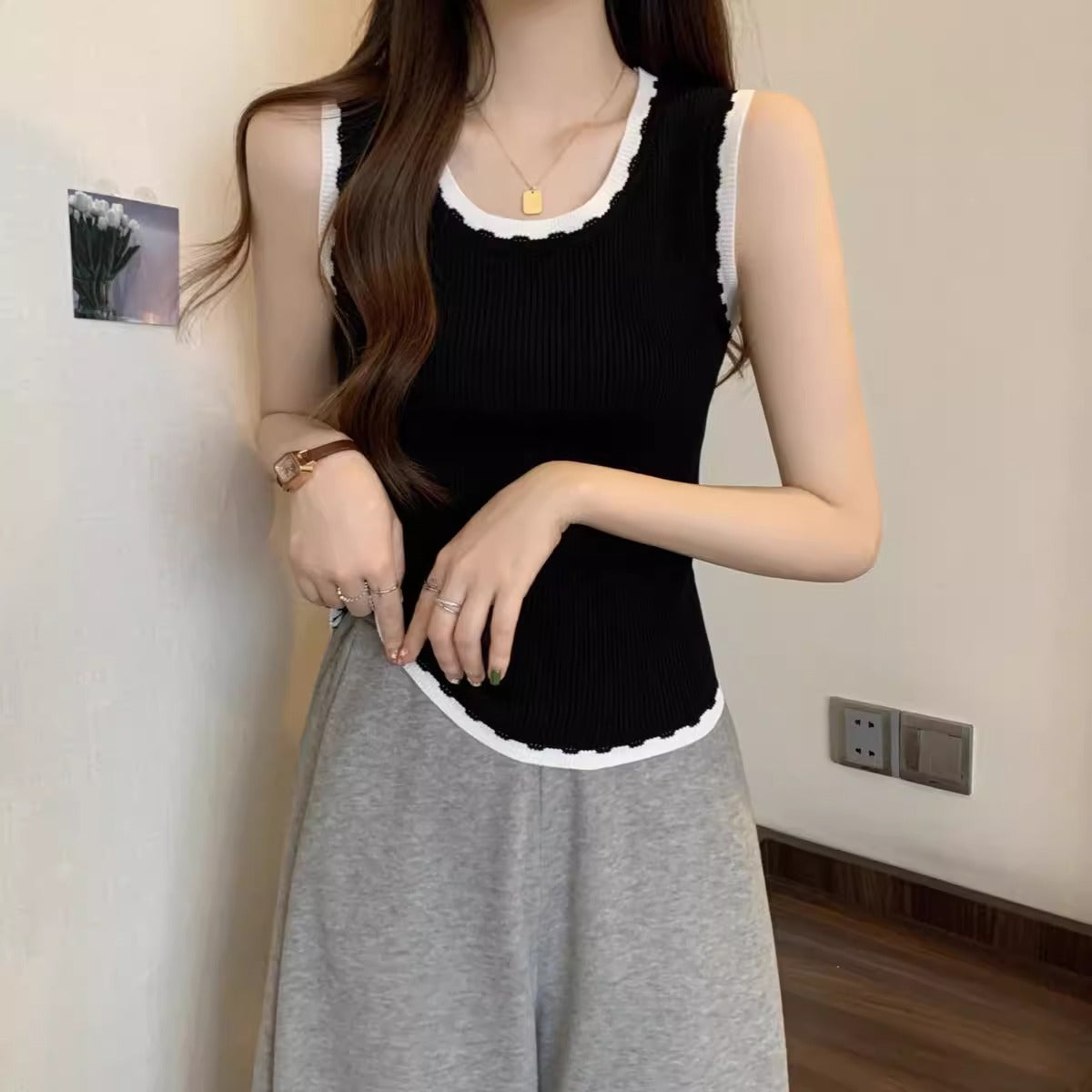 【tops】ニットタンクトップF7590