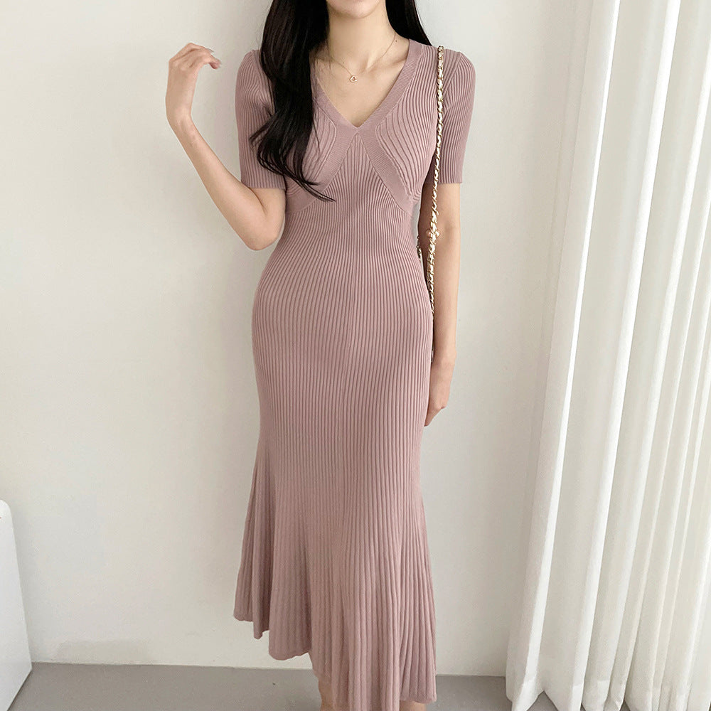 【dress】VネックニットワンピースG21815