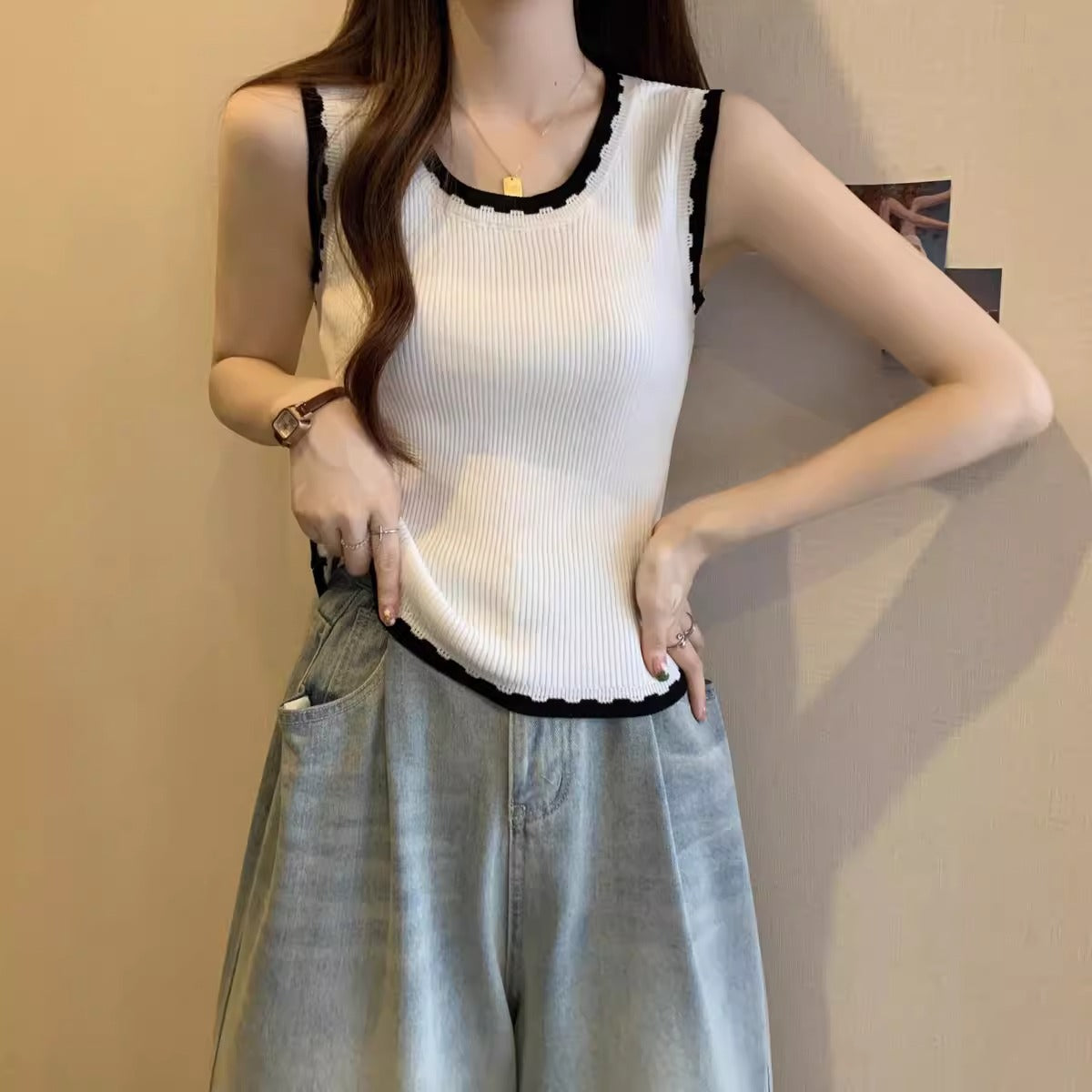 【tops】ニットタンクトップF7590