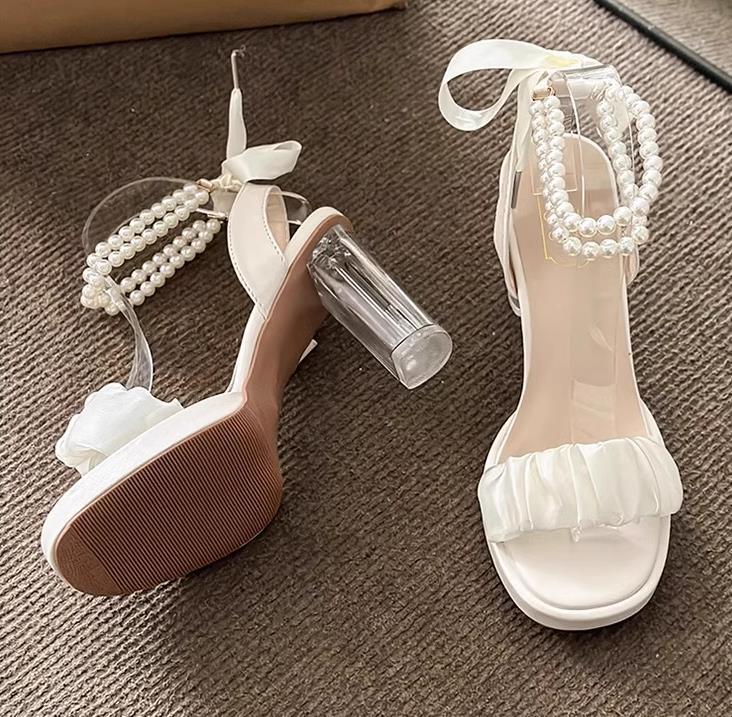 【shoes】リボン付きハイヒールサンダルF7464