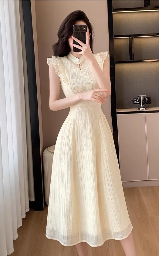 【dress】フレンチスリーブAラインワンピースF7477