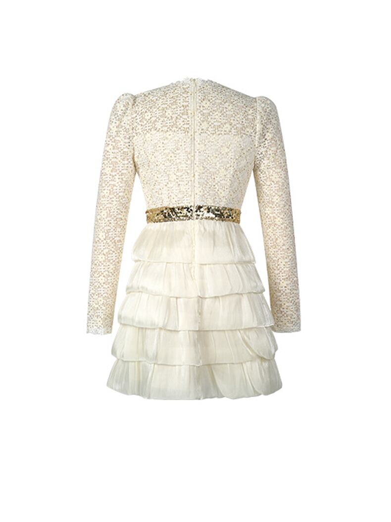 【dress】レースドッキングティアードワンピース Q7990
