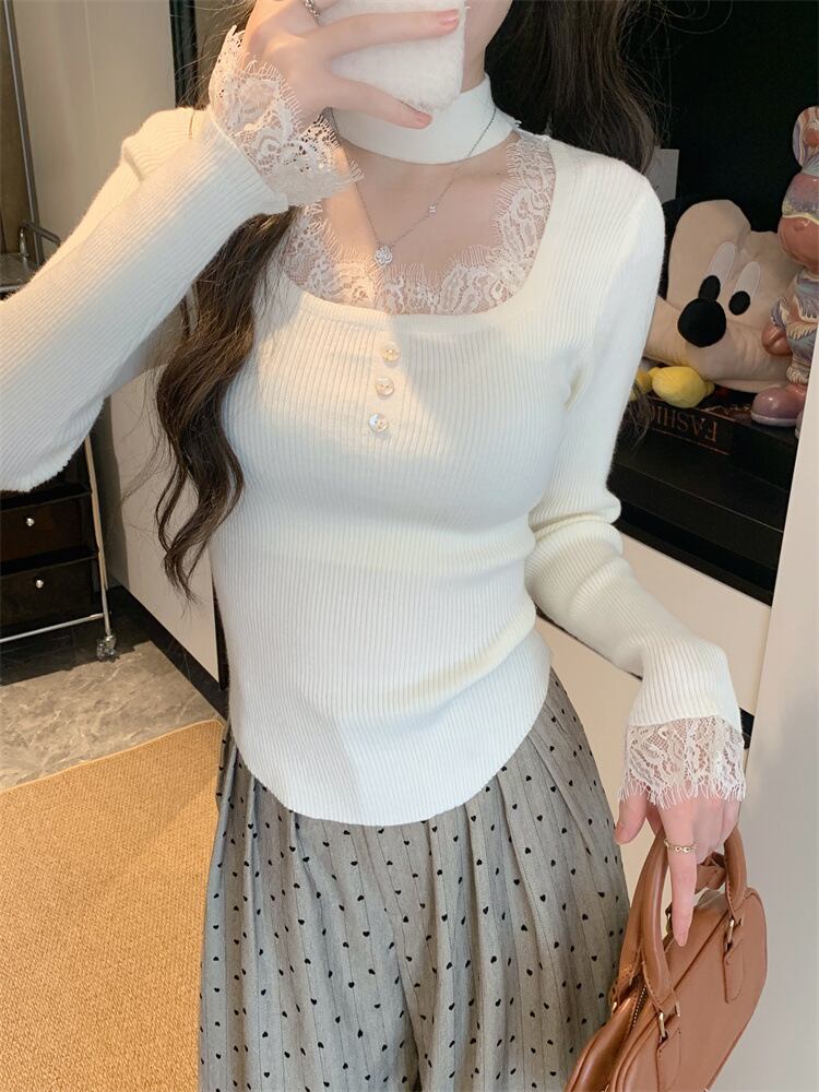 【tops】レースニットトップス M28418