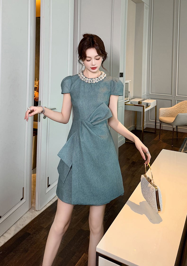 【dress】パールリボン付きワンピース M24042