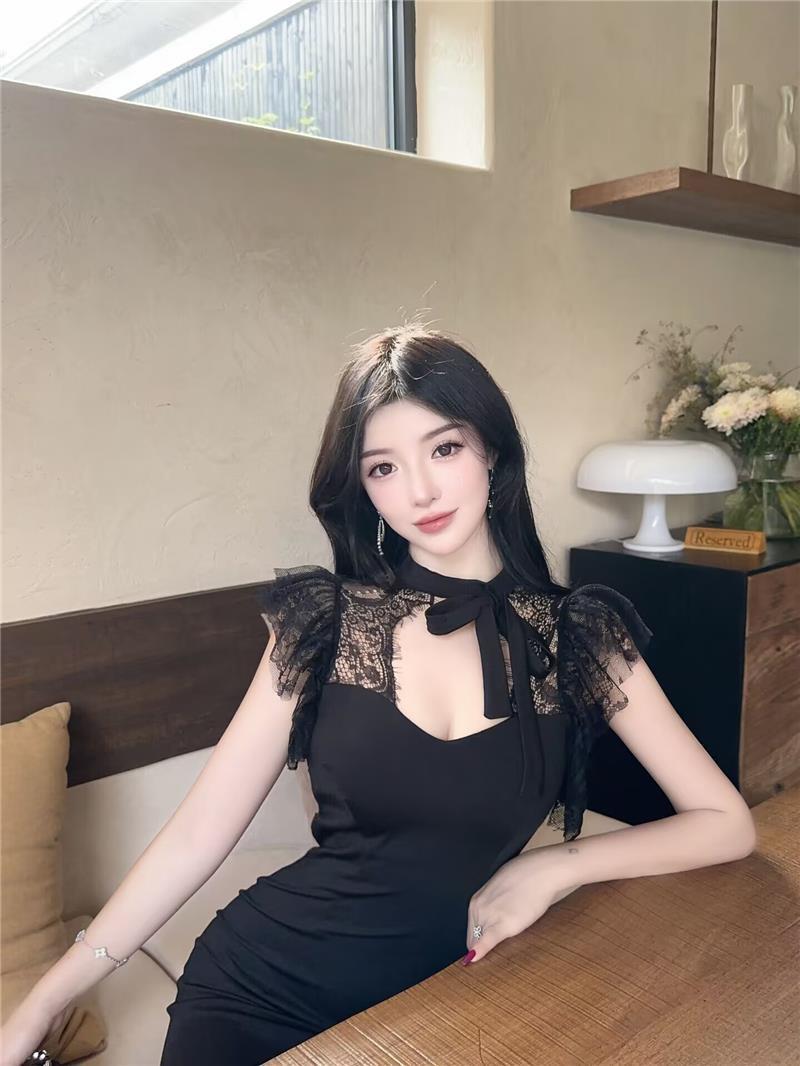 【dress】レース切り替えノースリーブワンピース G21393