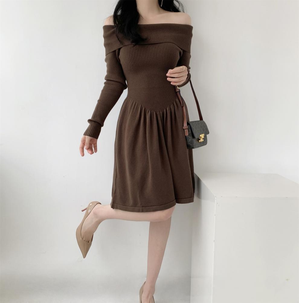 【dress】オフショルダーニットワンピース M28032