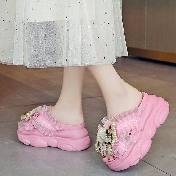【shoes】新作4色履きやすい合わせやすいシンプル無地キレー目厚底サンダル