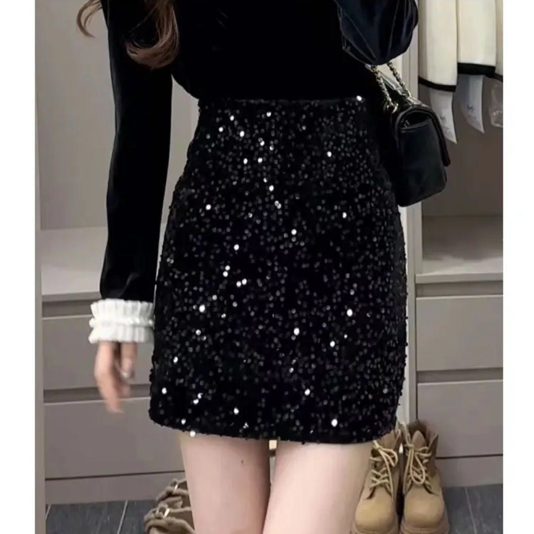 【set】切り替えブラウス+着痩せスカート2点セットF8437