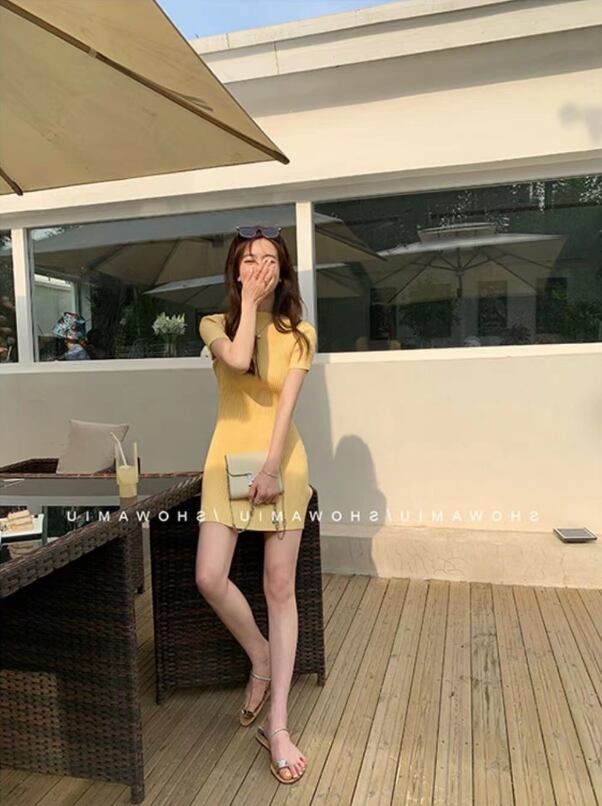 【dress】高級感 気質満点スウィートギャルセクシー体型カバーニットワンピース G13855