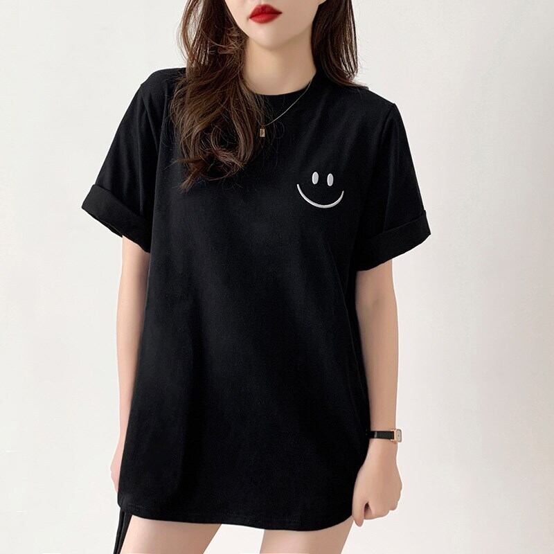 【tops】シンプルラウンドネック半袖Tシャツ