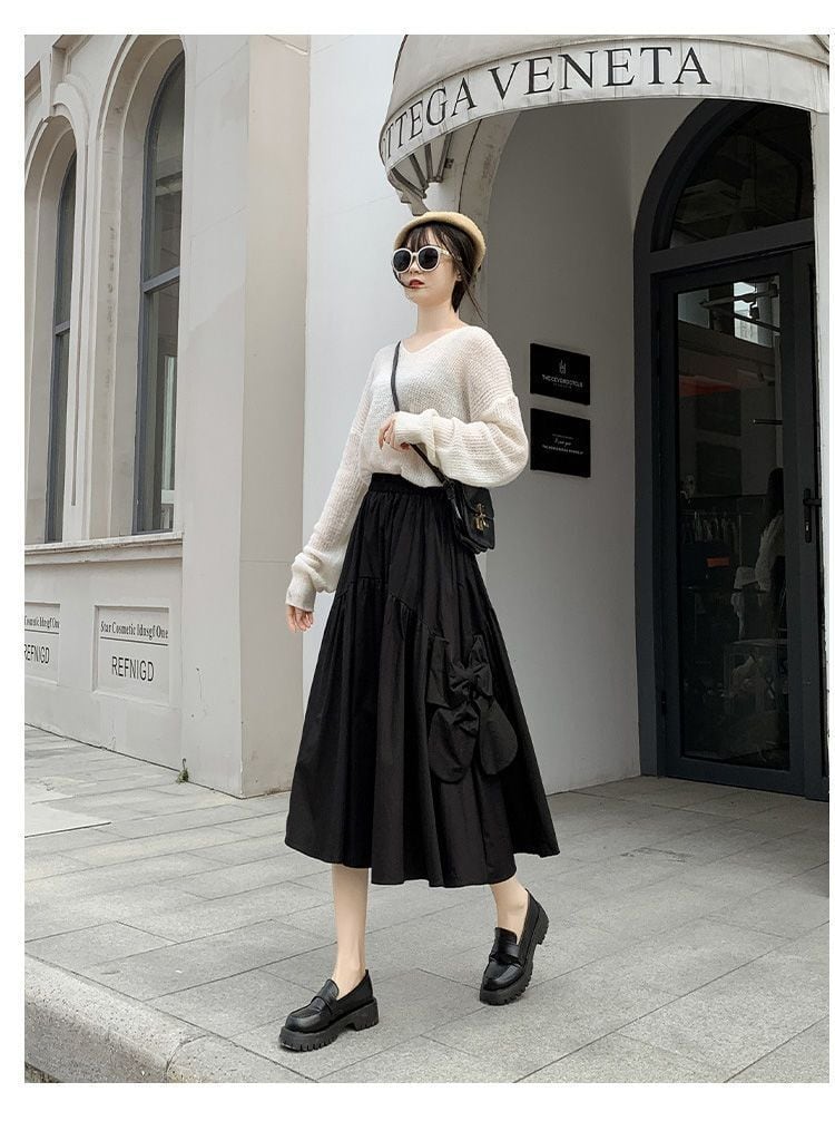 【bottoms】リボンAラインスカートG20979