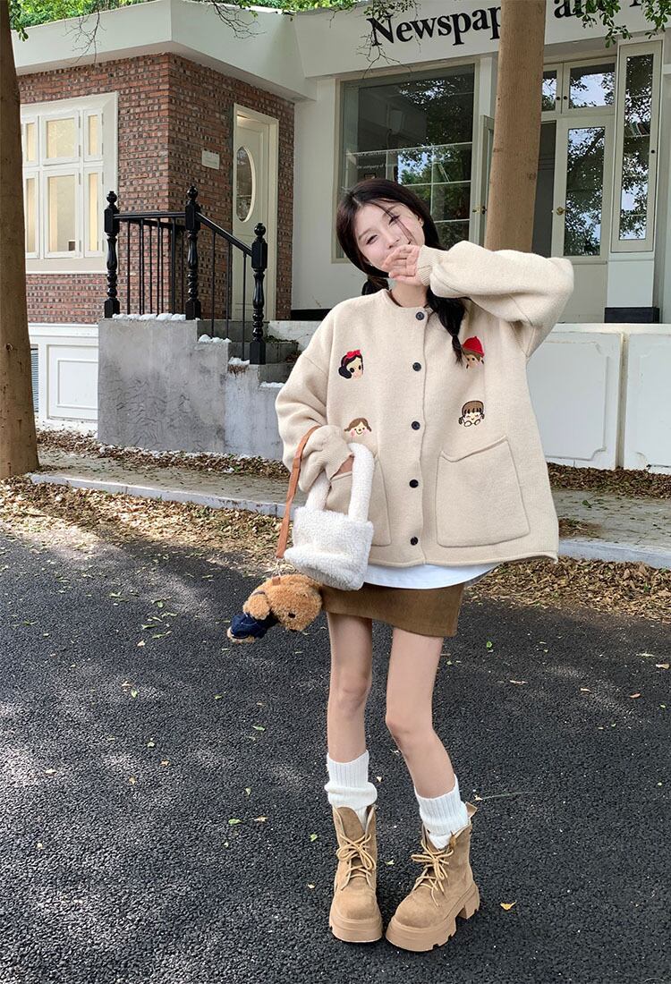 【outer】クルーネックニットカーデ M19183