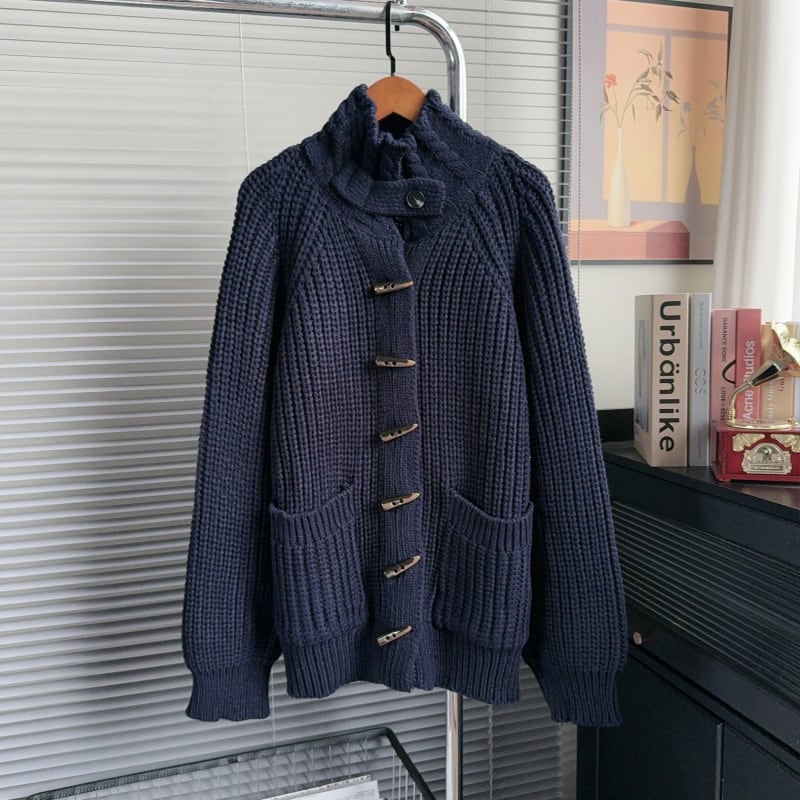 【outer】スタントカラーニットカーディガン Q7143