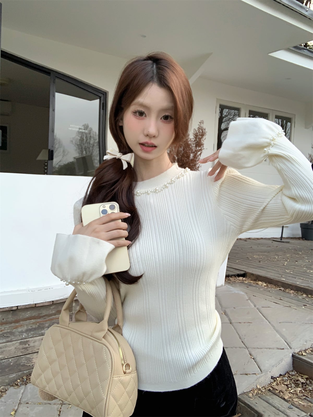 【tops】パールニットトップス M26735