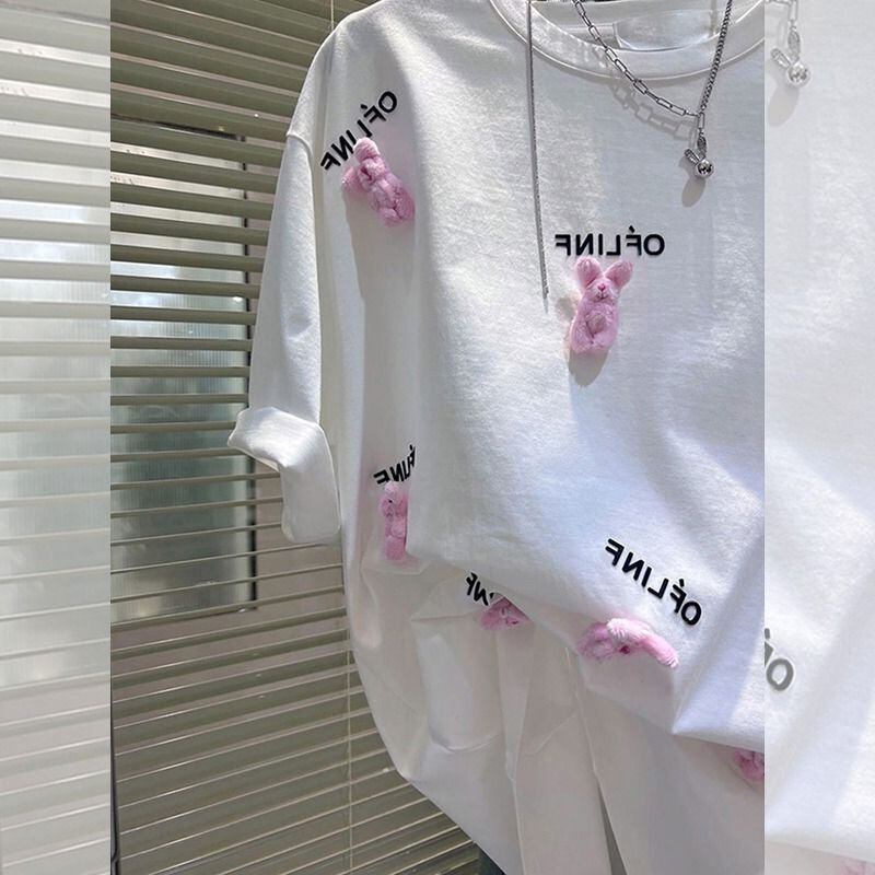 【tops】半袖キャラクターゆったりTシャツF7355