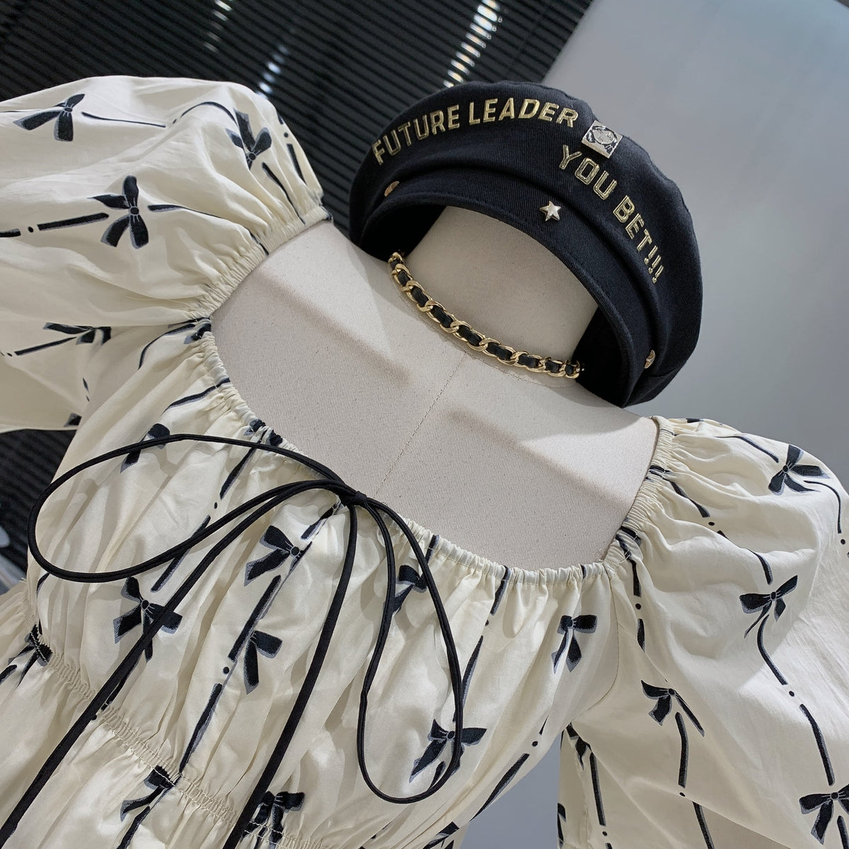 【tops】リボンプリントトップス M25274