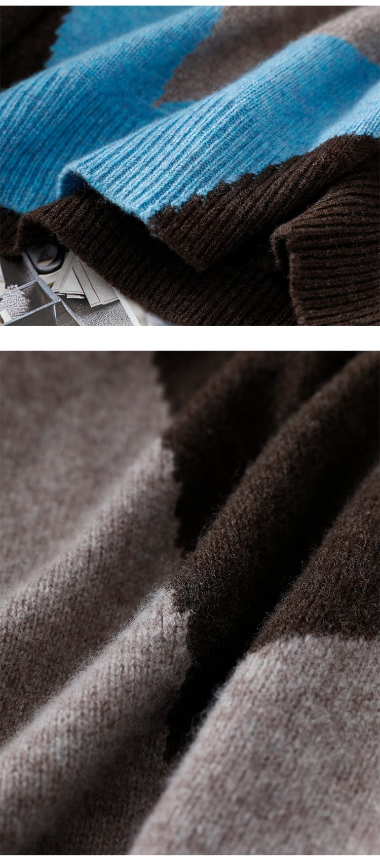 【tops】配色ニットセーター M25417