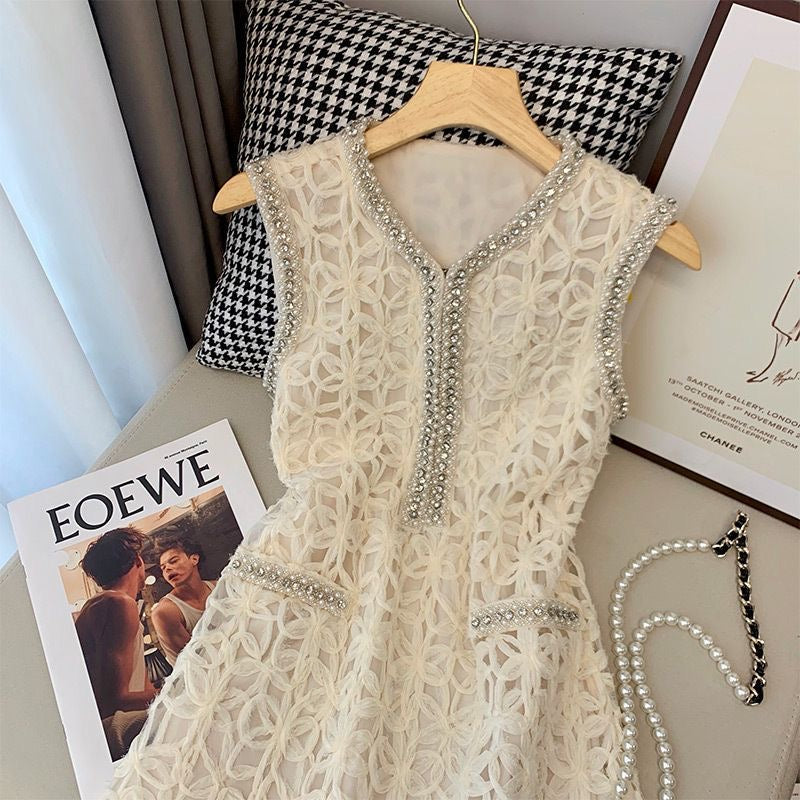 【dress】VネックレースワンピースF7643