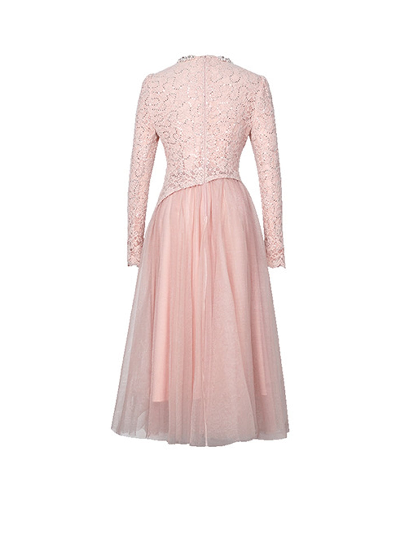 【dress】ビーズ付きレースドッキングワンピース Q8495