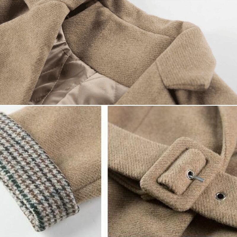 【outer】店長推薦韓国風ラペル長袖秋冬新作ウェスト絞り着回し厚手無地おしゃれラシャコートF1007