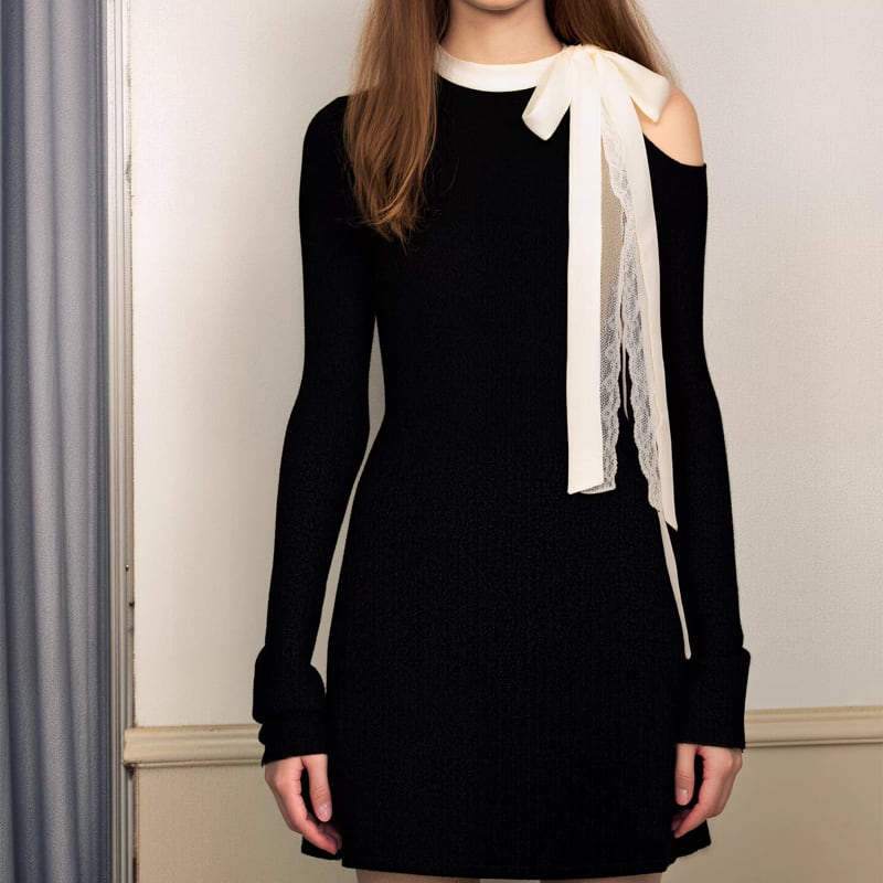 【dress】リボン付きワンピース Q7828