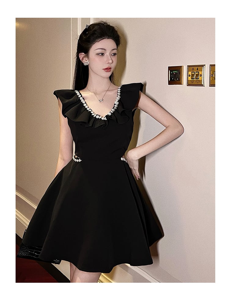 【dress】ダイヤモンドフリルVネックワンピース G21503