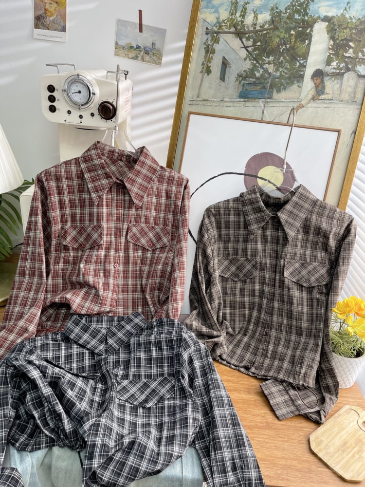 【tops】チェック柄シャツトップス M25714