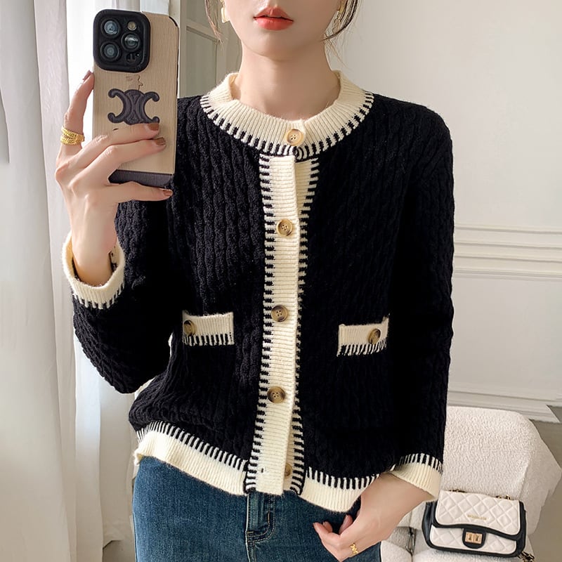 【outer】クルーネックニットカーデ M27287