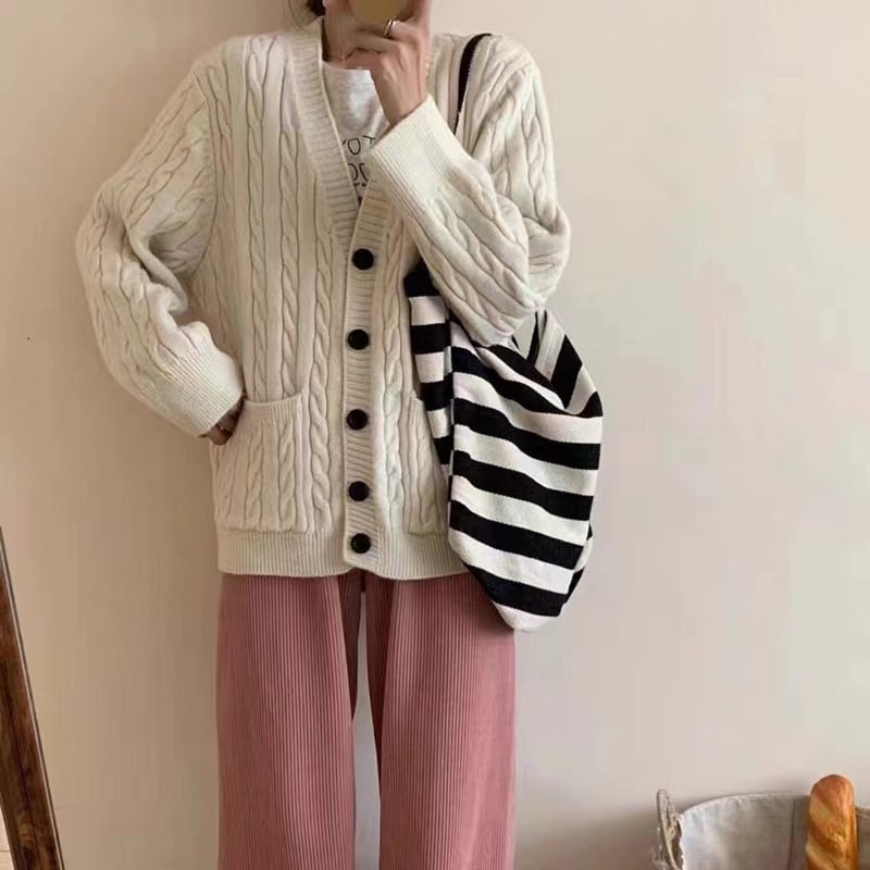 【outer】Vネックニットカーデ M25949