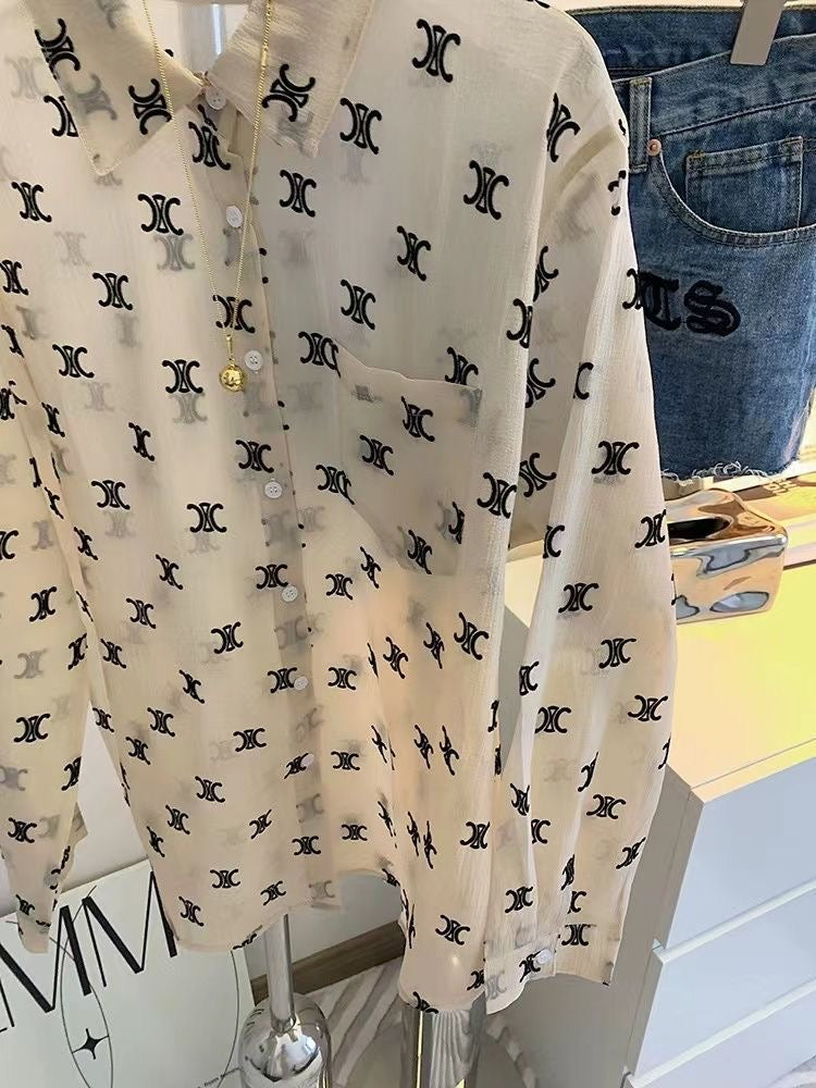 【tops】ポロカラー長袖シャツF7878