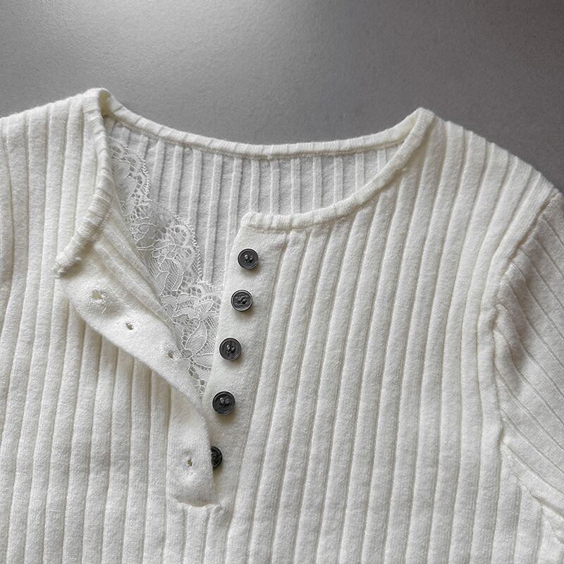 【tops】レースドッキングニットトップス Q6969