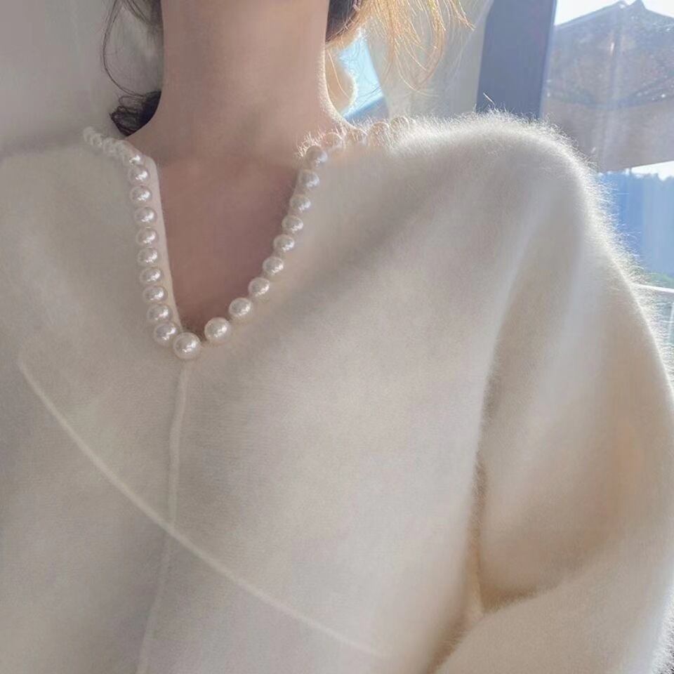 【tops】3色ビーズニットセーターF6346