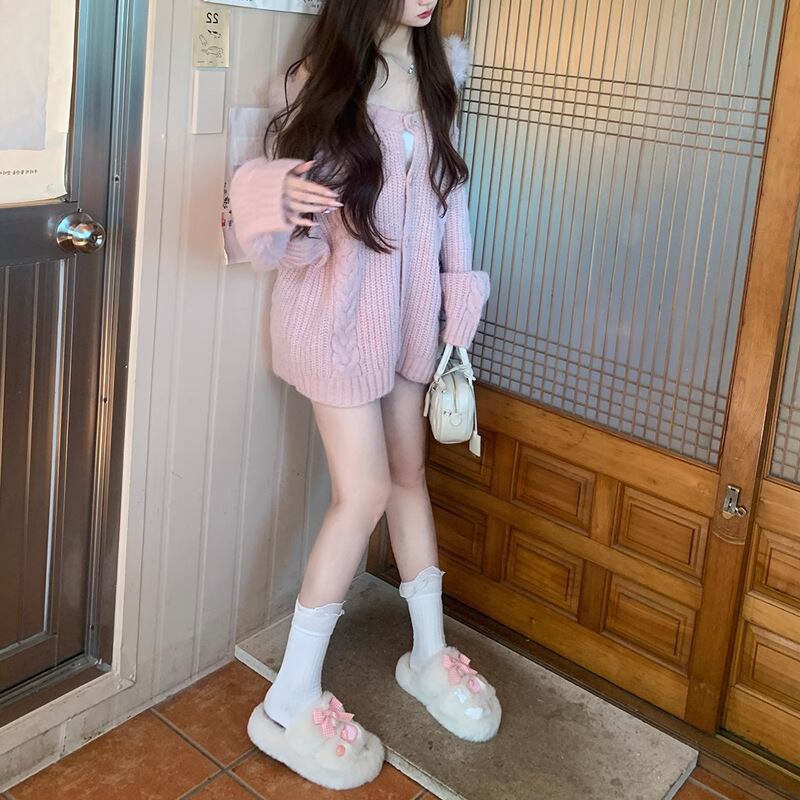 【outer】ファーニットカーデ M19073