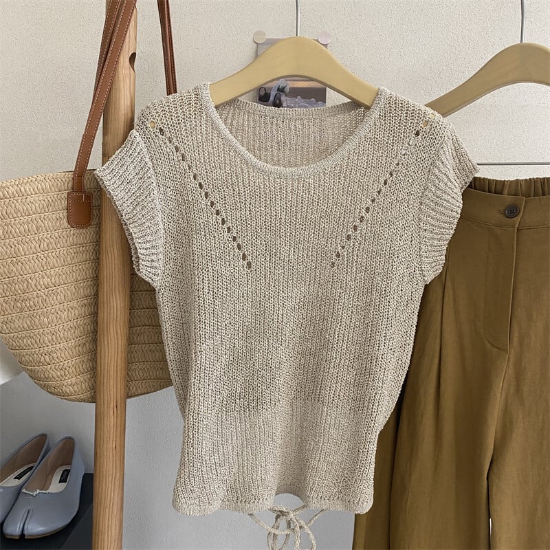 【tops】4色透かし彫りニットF7541