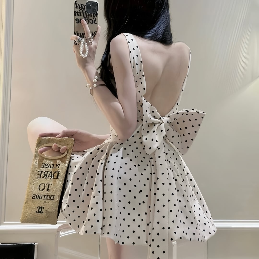 【dress】バックリボンミニワンピース K0548