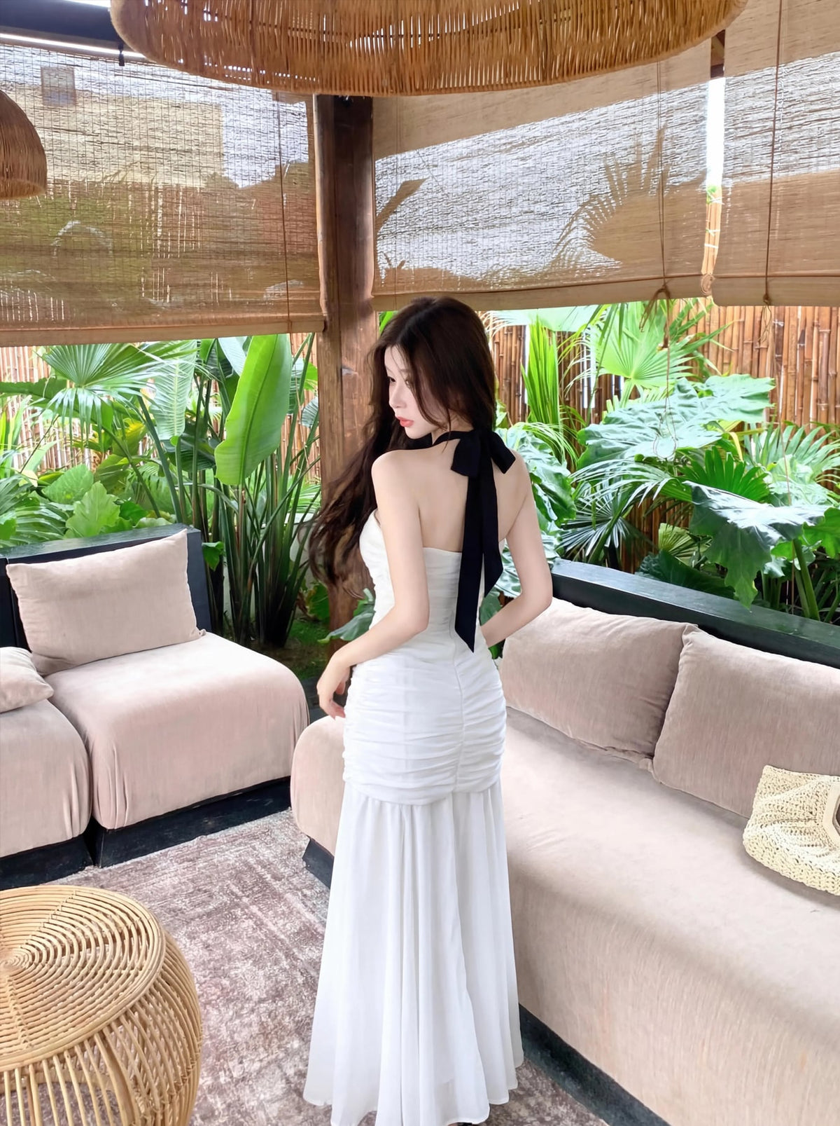 【dress】ホルターネックロングワンピース Q8478
