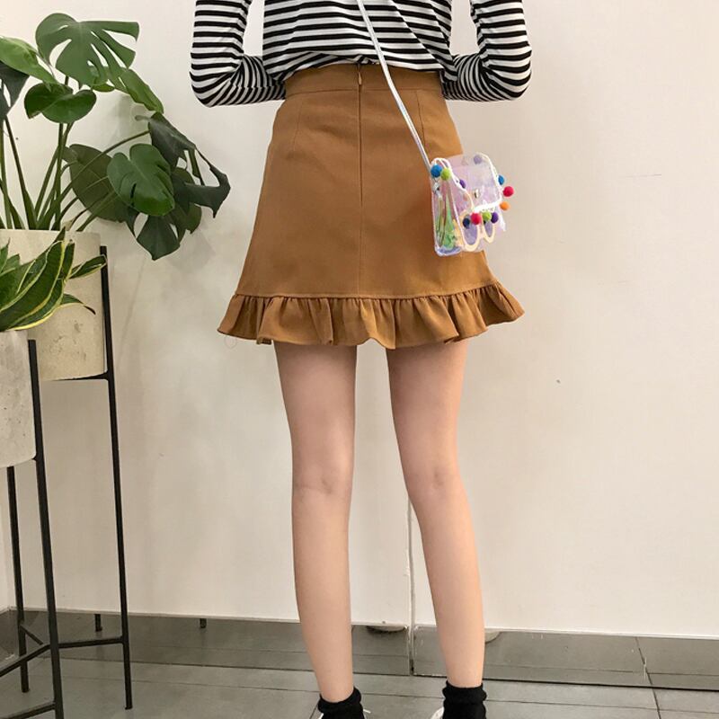 【bottoms】春夏早い者勝ち不規則着痩せ ハイウエスト2色スカート